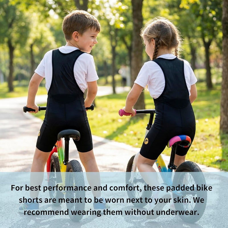 IAGUSOT Kids Cycling Shorts Boys Girls Balance Bike Youth 3D Padded Cycling Bib Shorts - Image 5